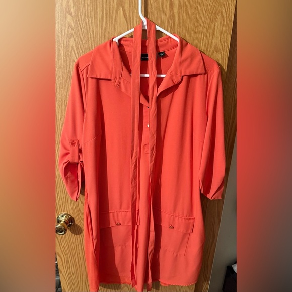 Women's Orange/Red Shirtdress with Belt - Picture 8 of 8